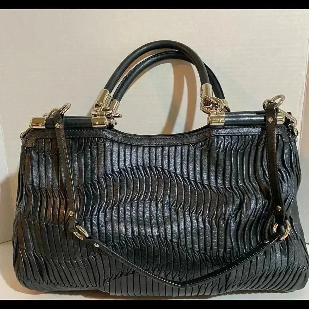 Coach metallic leather Gray Blue satchel bag - Picture 2 of 9